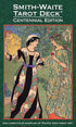 Smith-Waite Tarot Centennial Edition deck cover featuring two women in colorful dresses with decorative background — borderless edition celebrating Pamela Colman Smith&