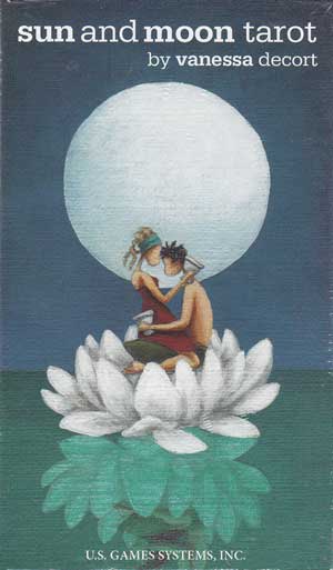 Sun and Moon Tarot deck by Vanessa Decort showing bold colourful card artwork with sun and moon imagery and diverse illustrated figures