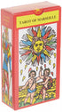 Tarot of Marseille Claude Burdel Lo Scarabeo deck box — red box featuring the Sun card with children and traditional Marseille tarot artwork.