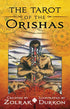 Tarot of the Orishas Deck by Zolrak — vibrant book cover and card set featuring a figure playing flute surrounded by intricate Afro-Brazilian Orisha-themed patterns and symbolism.
