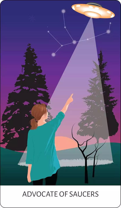 Back of Tarot of the Unexplained card showing the uniform deck back design with urban oddity and unexplained phenomena theme.