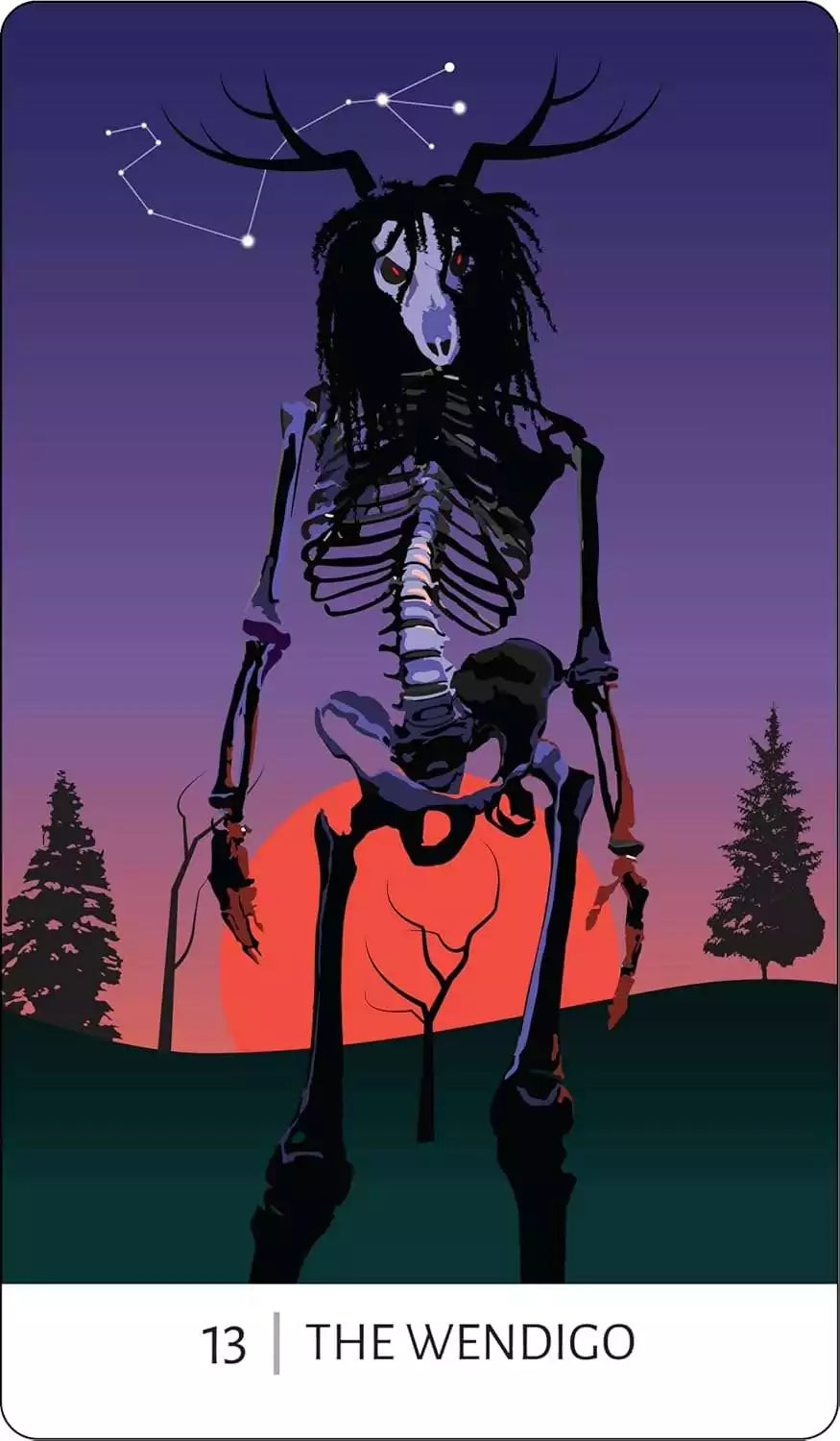 Close-up detail of Tarot of the Unexplained card artwork featuring urban legend and cryptid characters reimagined as tarot archetypes.