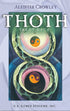 Thoth Tarot pocket deck in purple edition box showing Crowley-Harris miniature cards with distinctive geometric triangular artwork