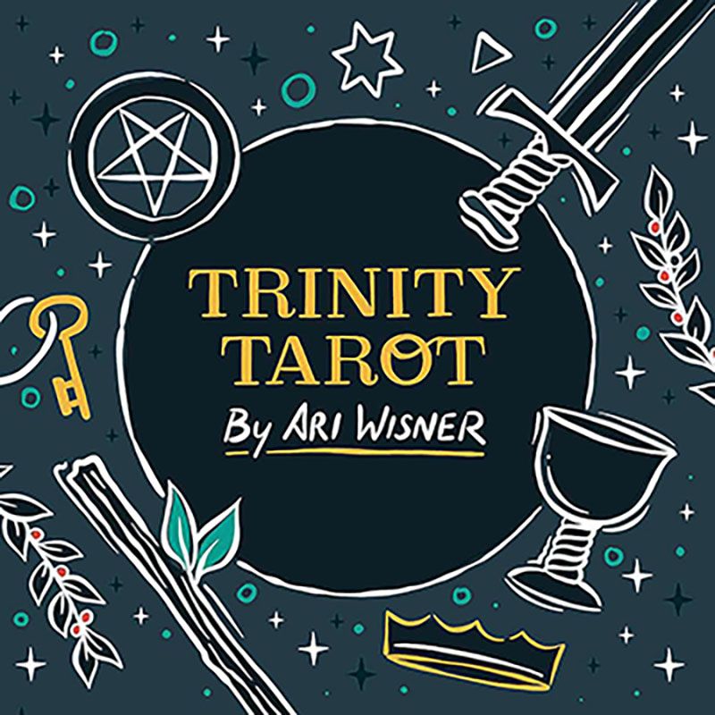 Trinity Tarot deck box by Ari Wisner, featuring genderless court cards and inclusive modern illustrations rooted in Rider-Waite-Smith symbolism.