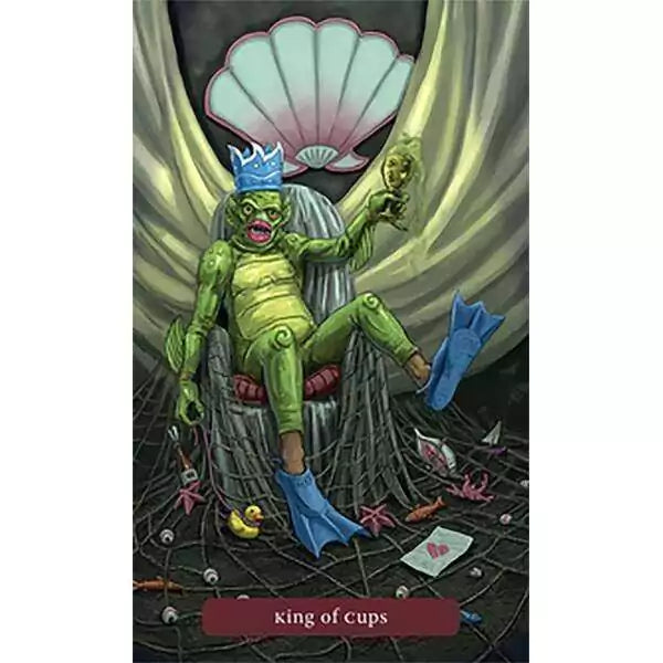 Trick or Treat Tarot card featuring a whimsical frog-like creature in Halloween costume — gothic trick-or-treat tarot imagery by Jonathan Hunt.