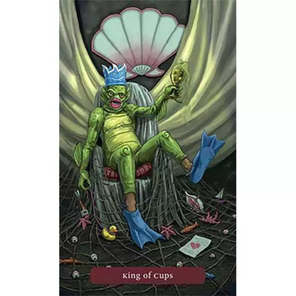 Trick or Treat Tarot card featuring a whimsical frog-like creature in Halloween costume — gothic trick-or-treat tarot imagery by Jonathan Hunt.