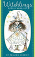 Witchlings oracle card featuring a young witch in a teal dress with a pointed hat, broomstick, and owl companion on a starry background.