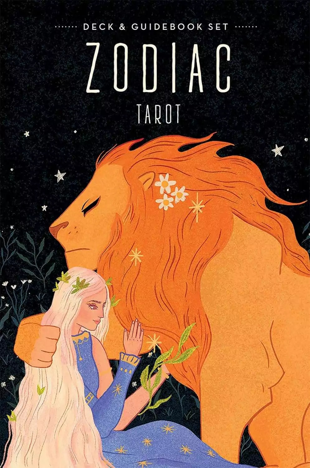 Zodiac Tarot deck cover illustration featuring a woman with flowing hair and celestial motifs — Lo Scarabeo astrology-tarot fusion deck.
