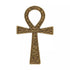 Golden brass ankh symbol with intricate engraving — 2.375 by 4 inch Egyptian Key of Life altar piece with traditional cross-and-loop design.