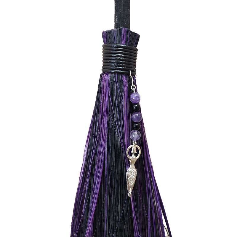21" Goddess Black &amp;amp; Purple Besom Broom