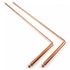 Copper dowsing rods L-shaped pair — two copper rods bent at right angles for use in divination, energy sensing, and water dowsing.