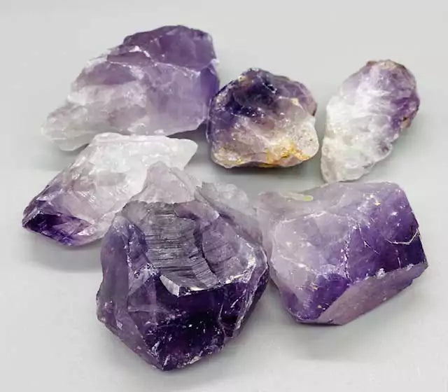 One pound bulk supply of raw amethyst rough points and clusters in natural purple crystal form
