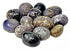 One pound bulk lot of tumbled grape agate stones showing purple botryoidal cluster formations in lavender and deep violet shades, rare Indonesian collector crystals.