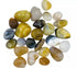 One pound of natural agate polished tumbled stones in assorted earthy tones, for grounding crystal grids, altar display, and bulk crystal apothecary supply.