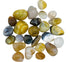One pound of natural agate polished tumbled stones in assorted earthy tones, for grounding crystal grids, altar display, and bulk crystal apothecary supply.