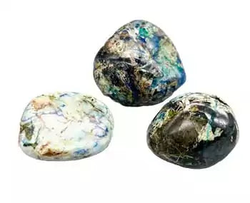 1 lb azurite malachite polished pebbles showing vivid blue azurite and green malachite swirled together — third eye heart chakra crystal lot.