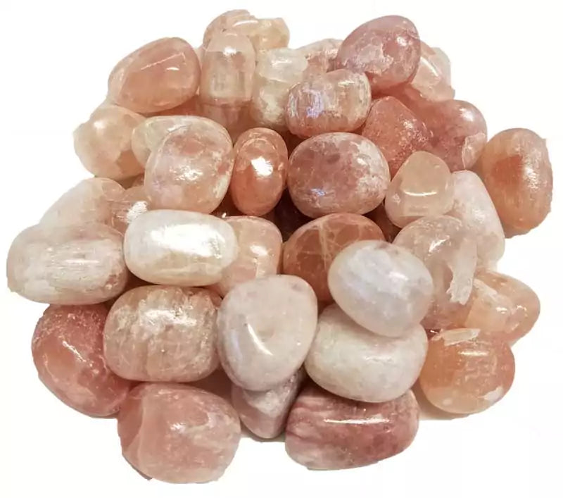 One-pound collection of smooth deep red calcite tumbled stones for root chakra activation physical grounding vitality and emotional calming energy practice
