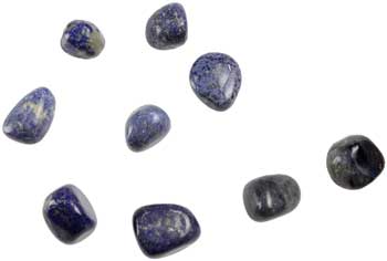 One-pound collection of smooth deep blue dumortierite tumbled stones for patience communication courage mental clarity and throat chakra self-expression work