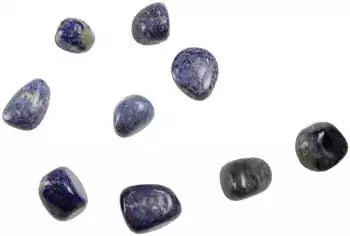 One-pound collection of smooth deep blue dumortierite tumbled stones for patience communication courage mental clarity and throat chakra self-expression work
