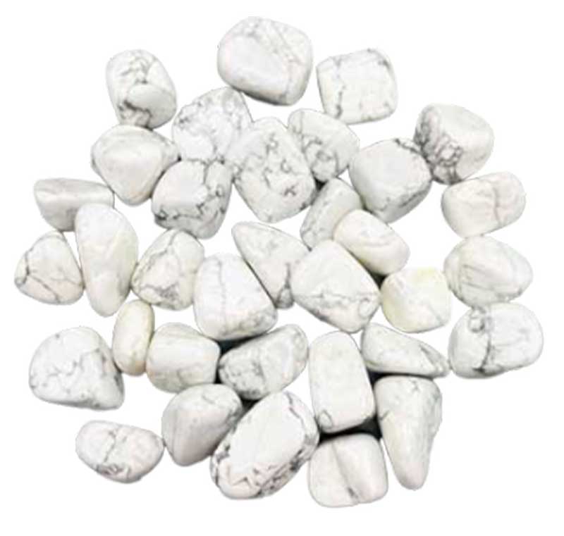 One-pound collection of smooth white howlite tumbled stones with grey veining for calming anxiety reducing stress improving sleep and emotional balance