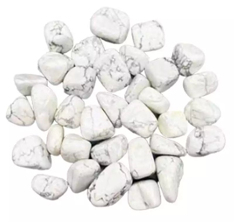 One-pound collection of smooth white howlite tumbled stones with grey veining for calming anxiety reducing stress improving sleep and emotional balance