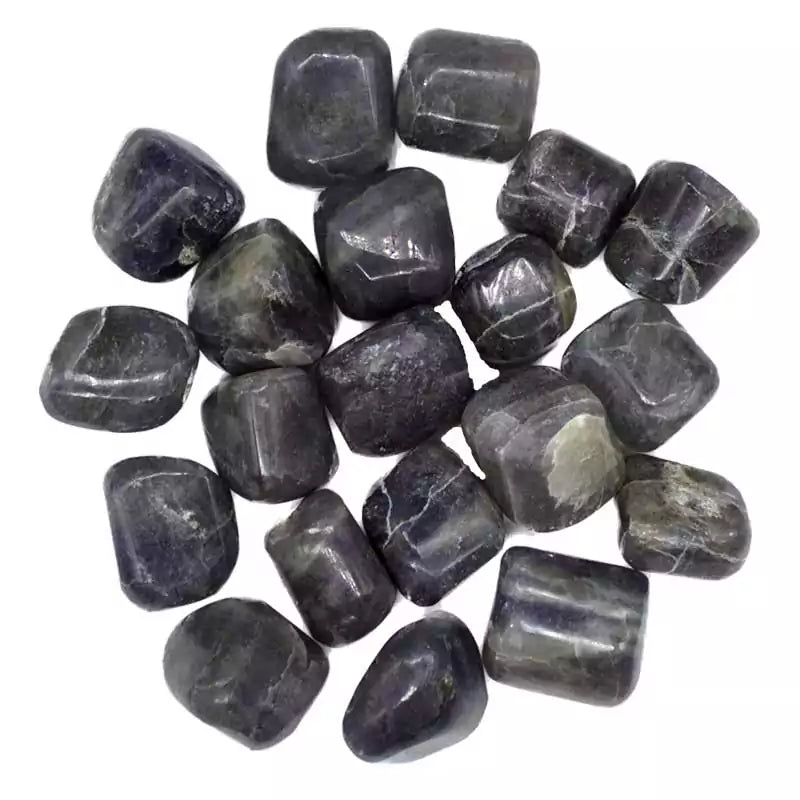 One-pound collection of smooth blue-violet iolite cordierite tumbled stones for inner navigation third eye activation vision and direction clarity work