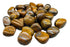 1 lb tiger jasper tumbled polished stones in warm brown and rust tones with characteristic tiger-stripe banding pattern.