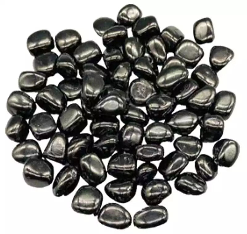 One-pound collection of smooth black jet fossilized wood tumbled stones for protection psychic shielding grounding and grief or ancestral healing work