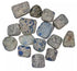 One-pound collection of smooth K2 Afghani stone tumbled pieces white granite with vivid blue azurite spheres for third eye crown chakra and grounded spiritual work