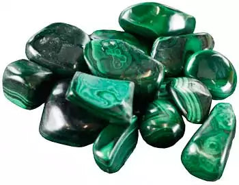 One-pound collection of smooth banded green malachite tumbled stones for transformation abundance heart chakra healing and clearing negative energy
