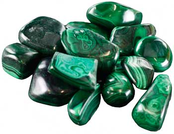 One-pound collection of smooth banded green malachite tumbled stones for transformation abundance heart chakra healing and clearing negative energy