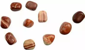 One-pound collection of smooth banded red malachite jasper tumbled stones in deep reddish-brown for grounding emotional support and root chakra calm work