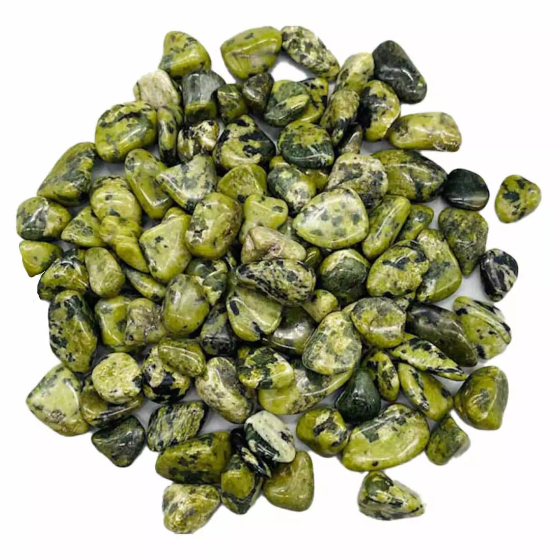 One-pound collection of smooth dark green nephrite jade tumbled stones for prosperity protection wisdom heart chakra balance and ancestral connection