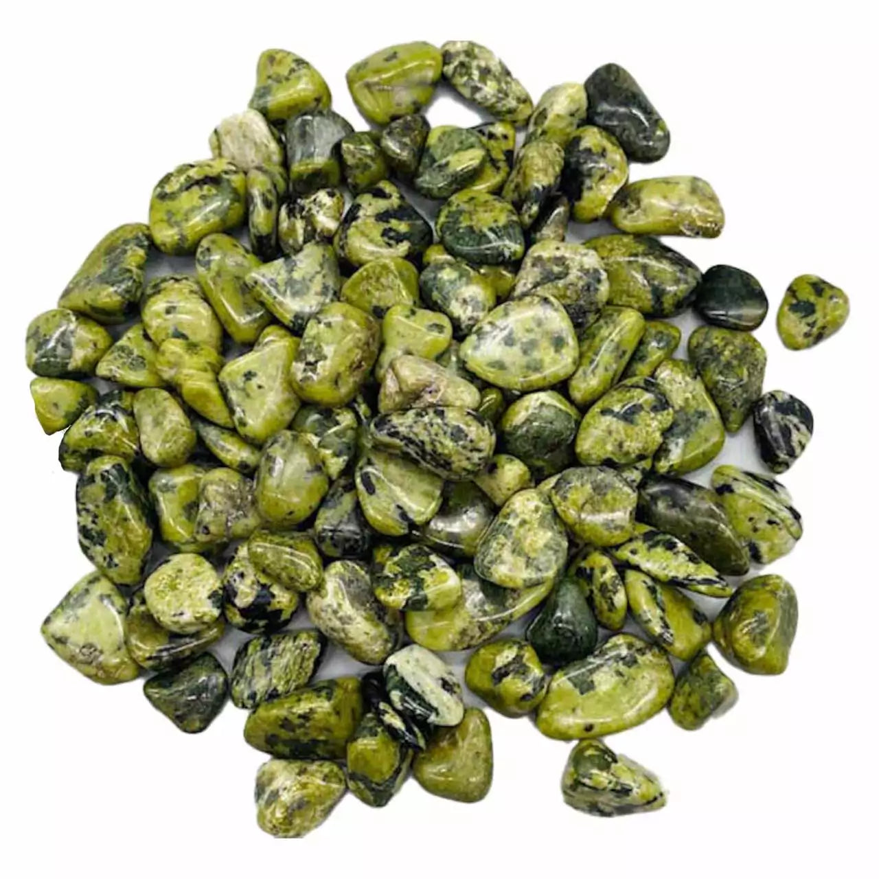 One-pound collection of smooth dark green nephrite jade tumbled stones for prosperity protection wisdom heart chakra balance and ancestral connection