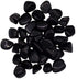 Polished rainbow obsidian tumbled stones showing iridescent sheen in black volcanic glass, one pound bulk collection on white background