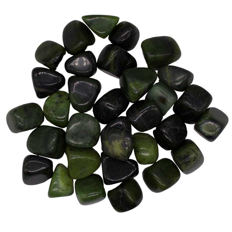 One-pound collection of smooth mottled green serpentine tumbled stones for kundalini awakening chakra clearing grounding and transformation crystal work