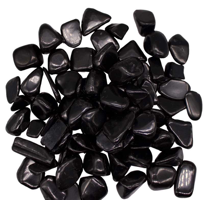 One-pound collection of smooth black shungite tumbled stones from Karelia Russia for EMF protection grounding anxiety relief and purification rituals