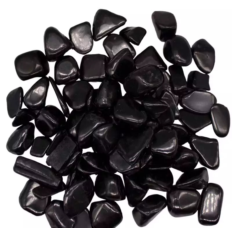 One-pound collection of smooth black shungite tumbled stones from Karelia Russia for EMF protection grounding anxiety relief and purification rituals