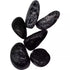1 lb snowflake obsidian tumbled stones showing polished black volcanic glass with white phenocryst snowflake inclusions.