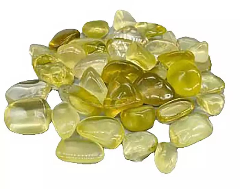 One pound polished lemon topaz tumbled stones in bright yellow tones for solar plexus chakra clarity and joyful energy crystal lot