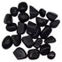 Collection of smooth polished black tourmaline tumbled stones in various shapes and sizes — 1-pound bulk schorl crystals for grounding, protection, and crystal grid work.
