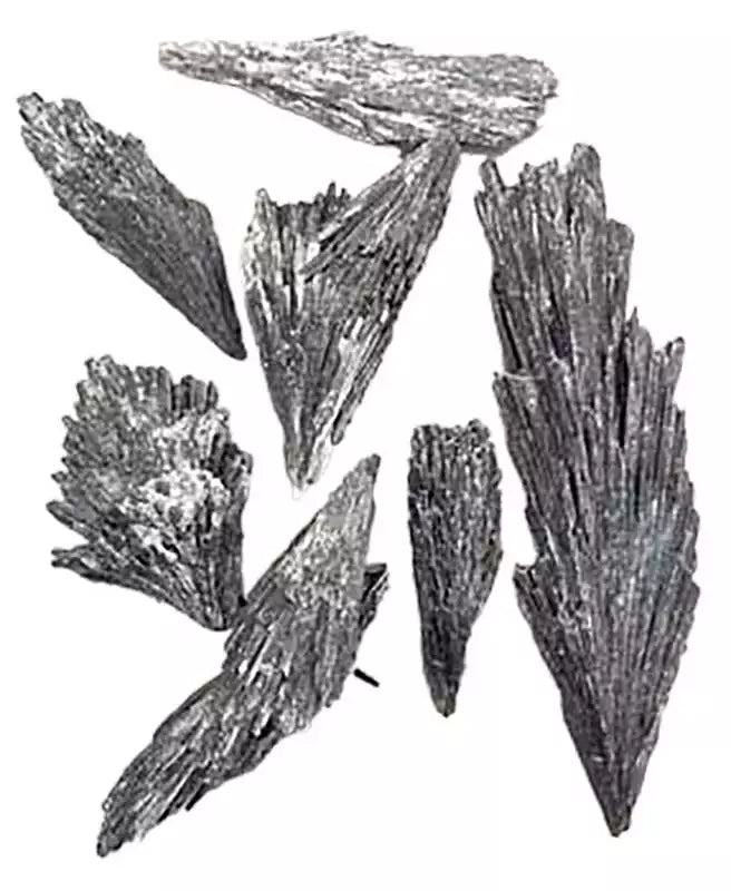 1 lb raw black kyanite broom-form blade stones showing dark fan-shaped mineral formation — self-cleansing chakra alignment crystal bulk.