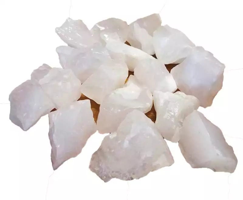 One-pound collection of rough natural pink calcite raw stones for compassion rituals emotional support heart chakra healing and self-care practice