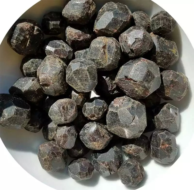 One-pound collection of rough raw dark red garnet untumbled stones for passion grids strength altars transformation work and courage crystal practice