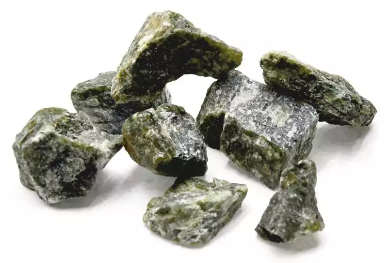 One pound of Grade A raw untumbled labradorite stones showing grey exterior with brilliant spectral labradorescence flash of blue, gold, and green colours.