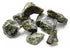 One pound of Grade A raw untumbled labradorite stones showing grey exterior with brilliant spectral labradorescence flash of blue, gold, and green colours.