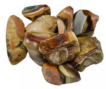 One pound of polychrome desert jasper stones with one polished side revealing vivid multicolor landscape banding, earthy Madagascar specimens for grounding work.