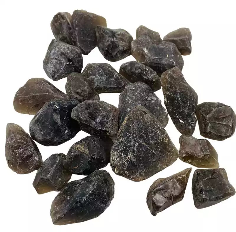 One pound bulk lot of raw untumbled smoky quartz crystals in natural earthy brown tones — root chakra grounding crystal supply for grids and healers.