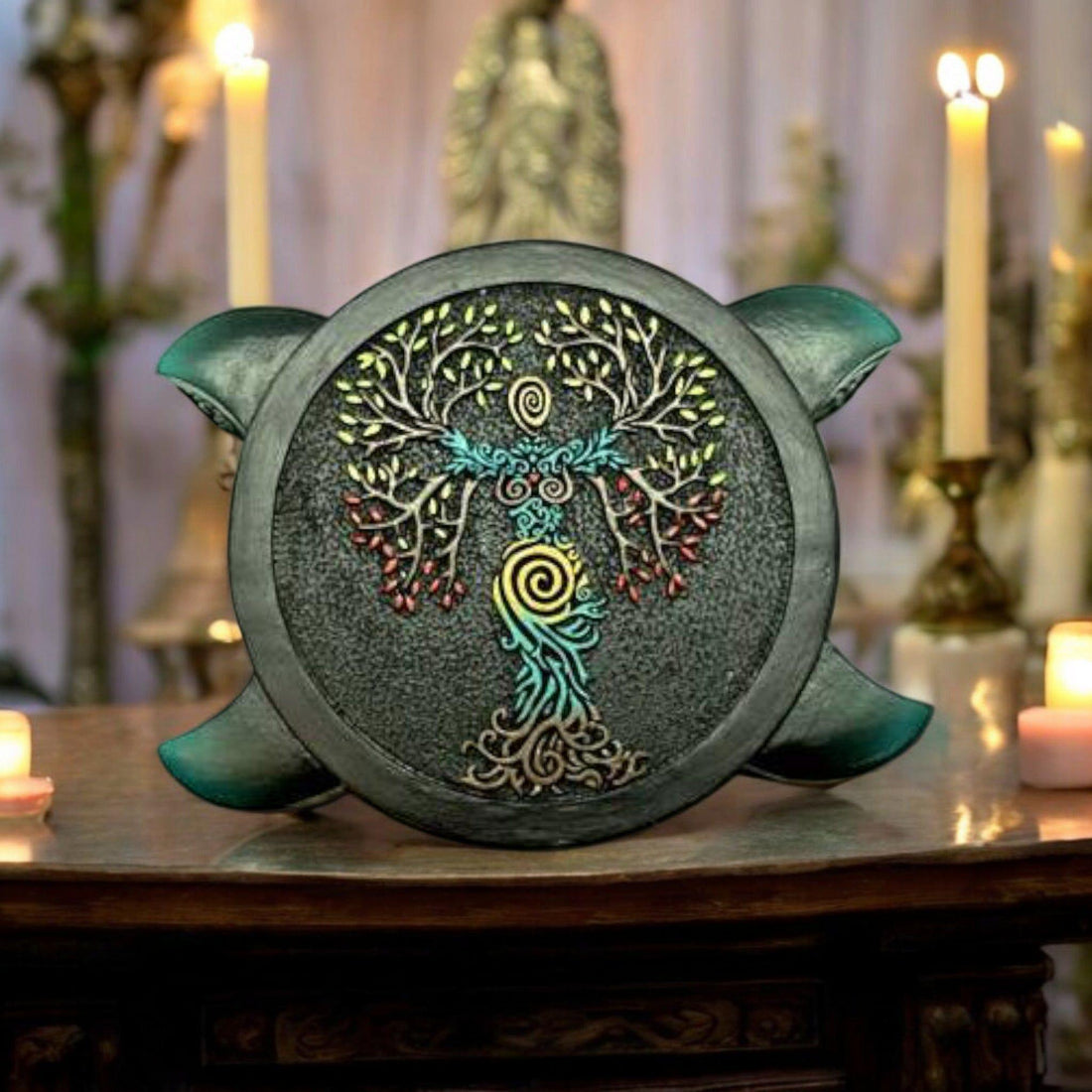 Goddess Tree of Life Decorative Box – Hand Painted Resin Storage for Crystals, Jewelry &amp; Keepsakes