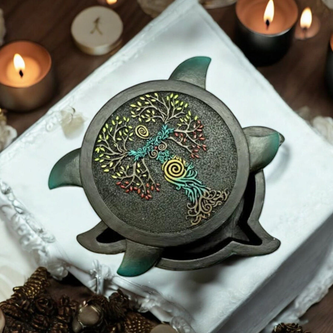 Goddess Tree of Life Decorative Box – Hand Painted Resin Storage for Crystals, Jewelry &amp; Keepsakes